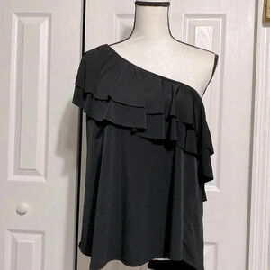 Gemstone plus black one shoulder top blouse shirt